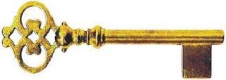 Antikhof Schlüssel,Messingguss, Länge 9,0 cm, mit Zapfen ,Bestellnummer: M 2