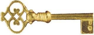 Antikhof Schlüssel,Messingguss, Länge 8,0 cm, mit Bohrung ,Bestellnummer: ML 2